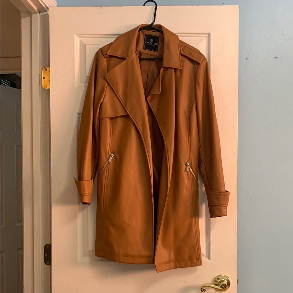 Tan Trench Coat with Zipper Pockets